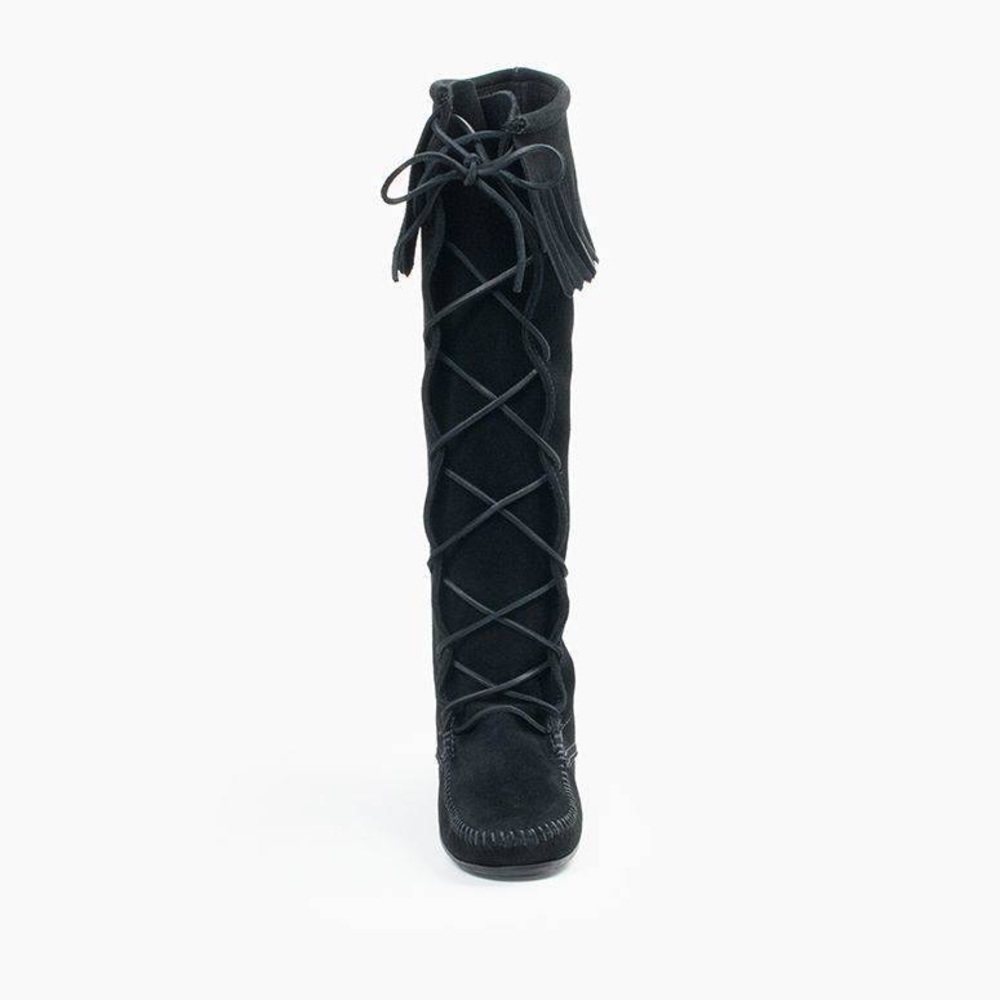 Minnetonka knee high black suede boots - Picture 3 of 4